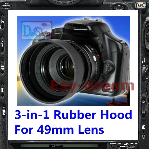 49mm 49 mm 3in1 3-Stage Rubber Lens Hood Universal for Olympus NEX5 Canon Nikon Pentax PA197