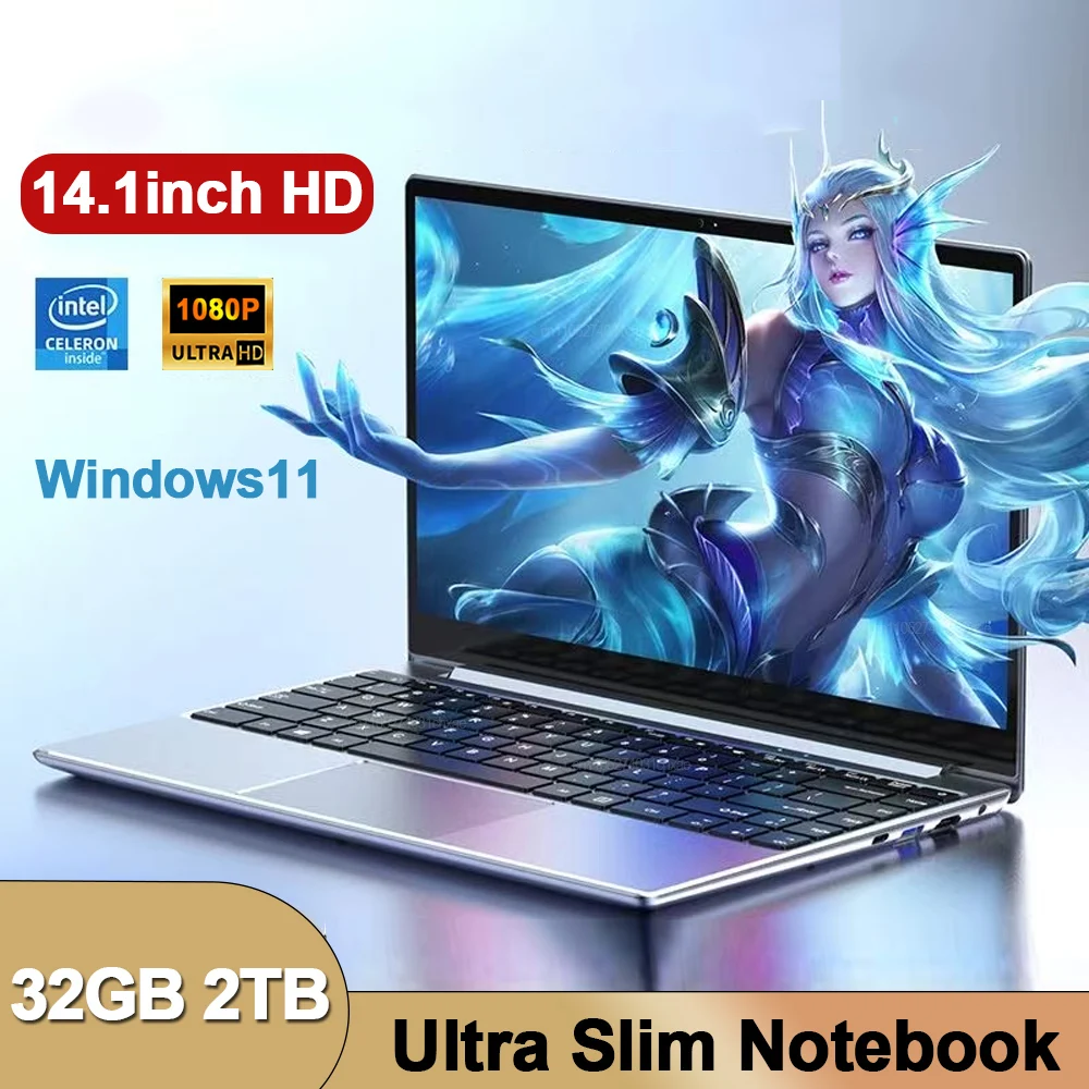2025 Laptop Computer 14.1 inch FHD Gaming Laptops Windows 11 Intel SSD 2TB DDR4 16/32GB PC Notebook 1920*1080 Display Office