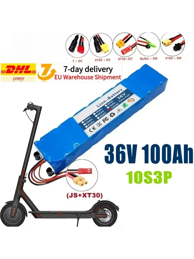 Batterie de scooter 36V 100Ah pour Xiaomi Mijia M365, batterie 36V 100000mAh, batterie de scooter électrique, carte BMS pour Xiaomi M365