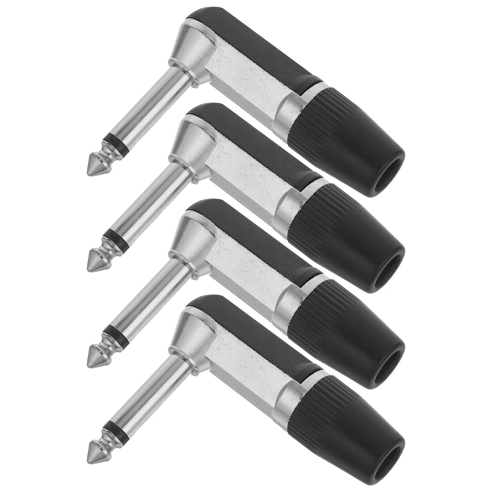 

4pcs 6.5Mm Right Angle Mono Audio Heavy Duty Microphone Connector Precision Welding Durable Metal Jack For Guitar Cables Speaker