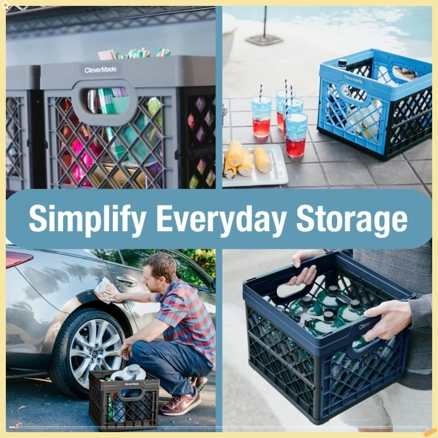 Caja de leche plegable, obsidiana, 1 unidad - Contenedores de almacenamiento apilables de 25 litros (6 gal), capacidad para 50 libras por contenedor