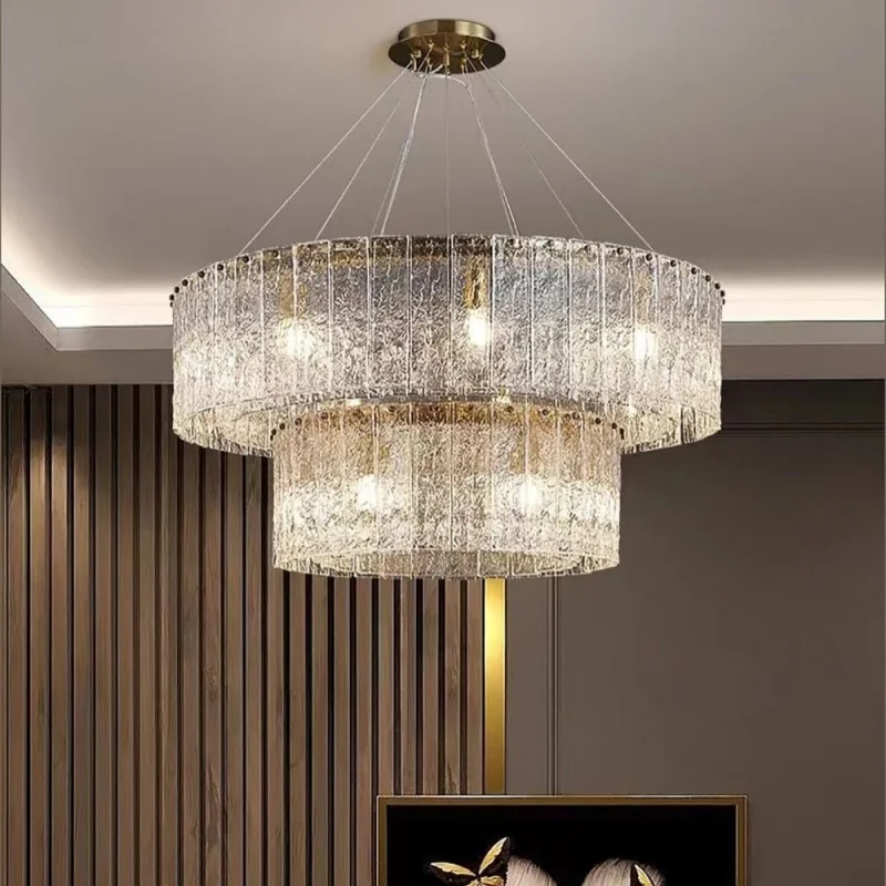 Luxury Crystal Chandelier For Dining Living Room New Postmodern Creative Glass Linear Ceiling Pendant Light For Kitchen Island
