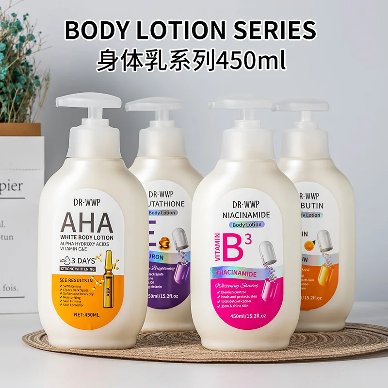 

High Quality 450ml Daily Moisturising Body Lotion Shea Butter Infused Arbutin Collagen Retinol Vitamin C For Skin Brightening