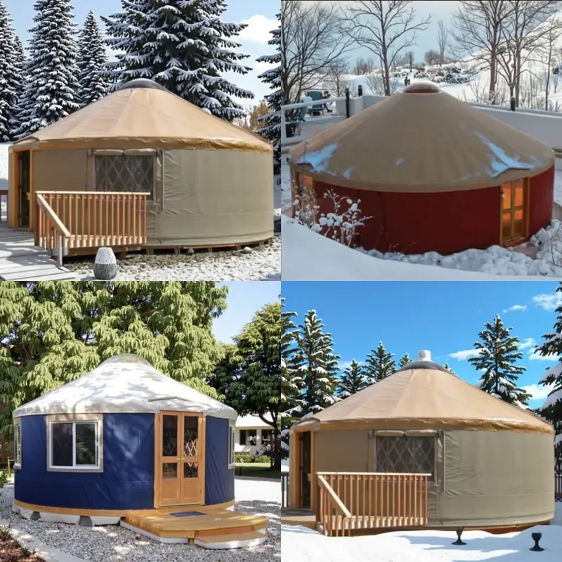 for Luxury Snow Vacation Package Mongolian Yurt Camping Tent Double Layer Four Seasons Thickened Waterproof PVC Oxford One