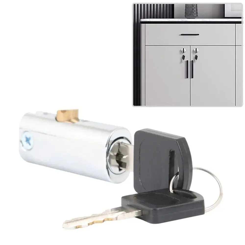 Safe Keyed Drawer File Cabinet Locks Chrome Plated Zinc Alloy Push Plunger Lock Cylinder Head Push Twist Lock Office