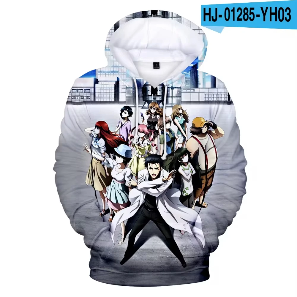 Hot Game Steins Gate 3D Printed Men's Hoodie Harajuku Long Sleeves Oversized Outdoor Pullover Sweatshirt Kids Unisex Clothing