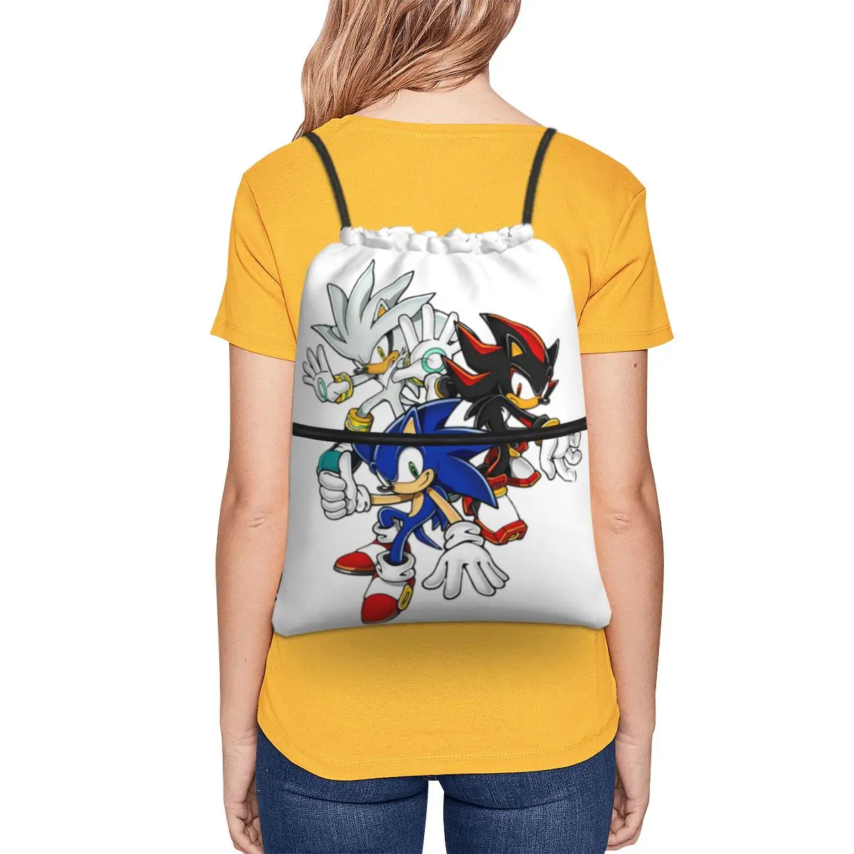 Sonic Shadow Cartoon The Hedgehog Backpacks Multi-function Drawstring Bags Sports Bag Book Bags for Man Woman School