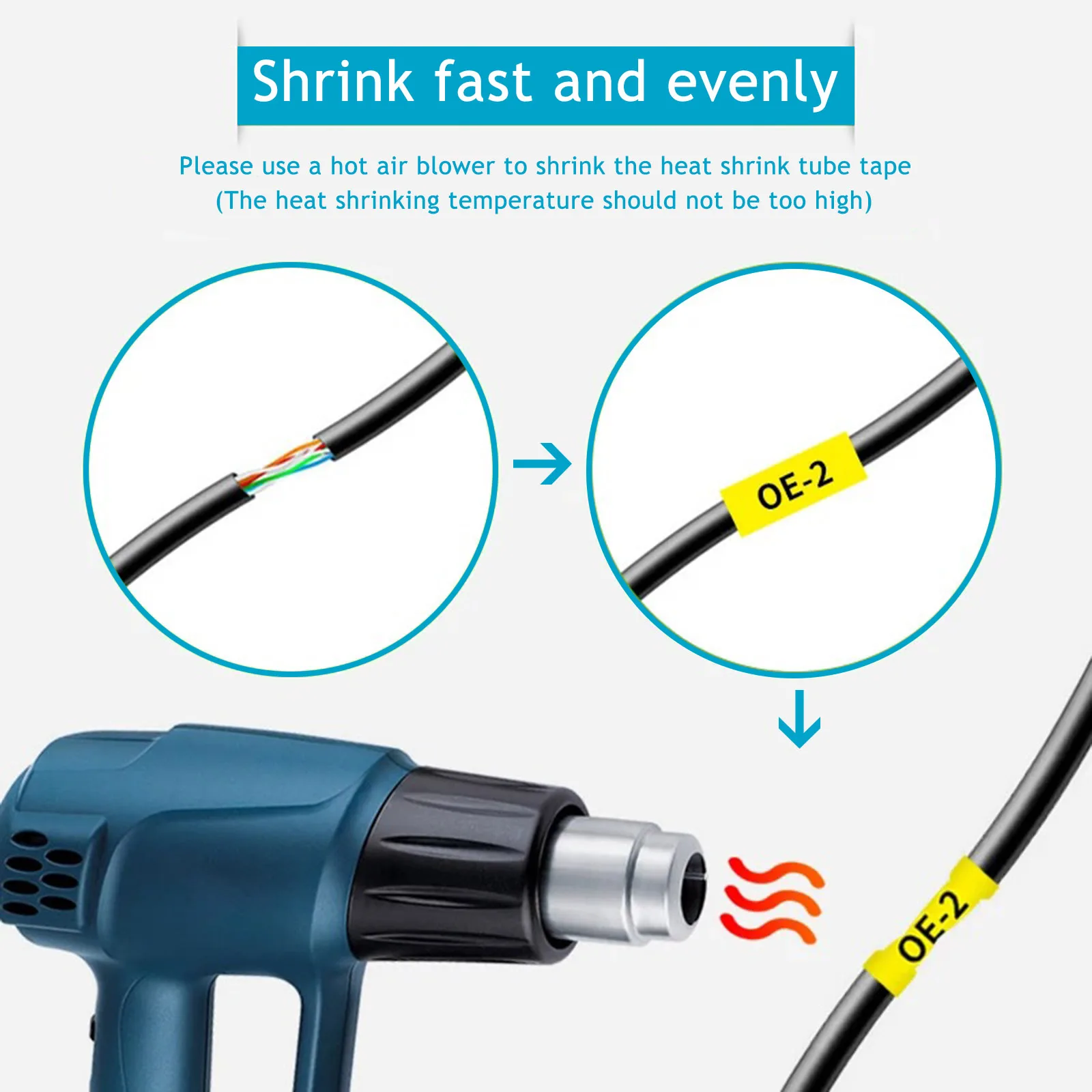 

3/5/10PCS Heat Shrink Tube Labels Compatible for Brother HS HSe-231 HS-631 Industrial Label for P-Touch PT-1010 PT-E500 Printer