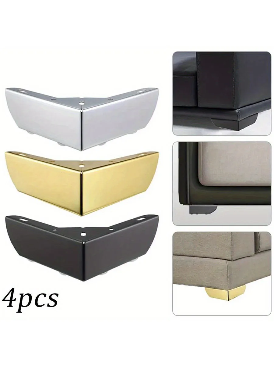 Patas duraderas para muebles con soporte de carga pesada, patas de tres puntas para gabinete de Metal, patas triangulares para sofá, herrajes para muebles DIY, 4 Uds.