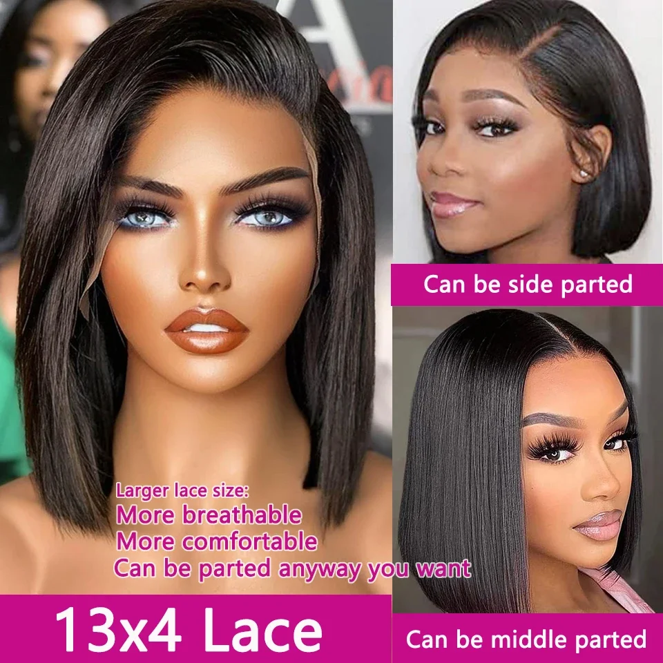 Cheap Short Bob Wig Straight Lace Frontal Human Hair Wigs For Women 13x4 Front 4X4 Hd Lace Closure Glueless Wear To Go Bob Wig