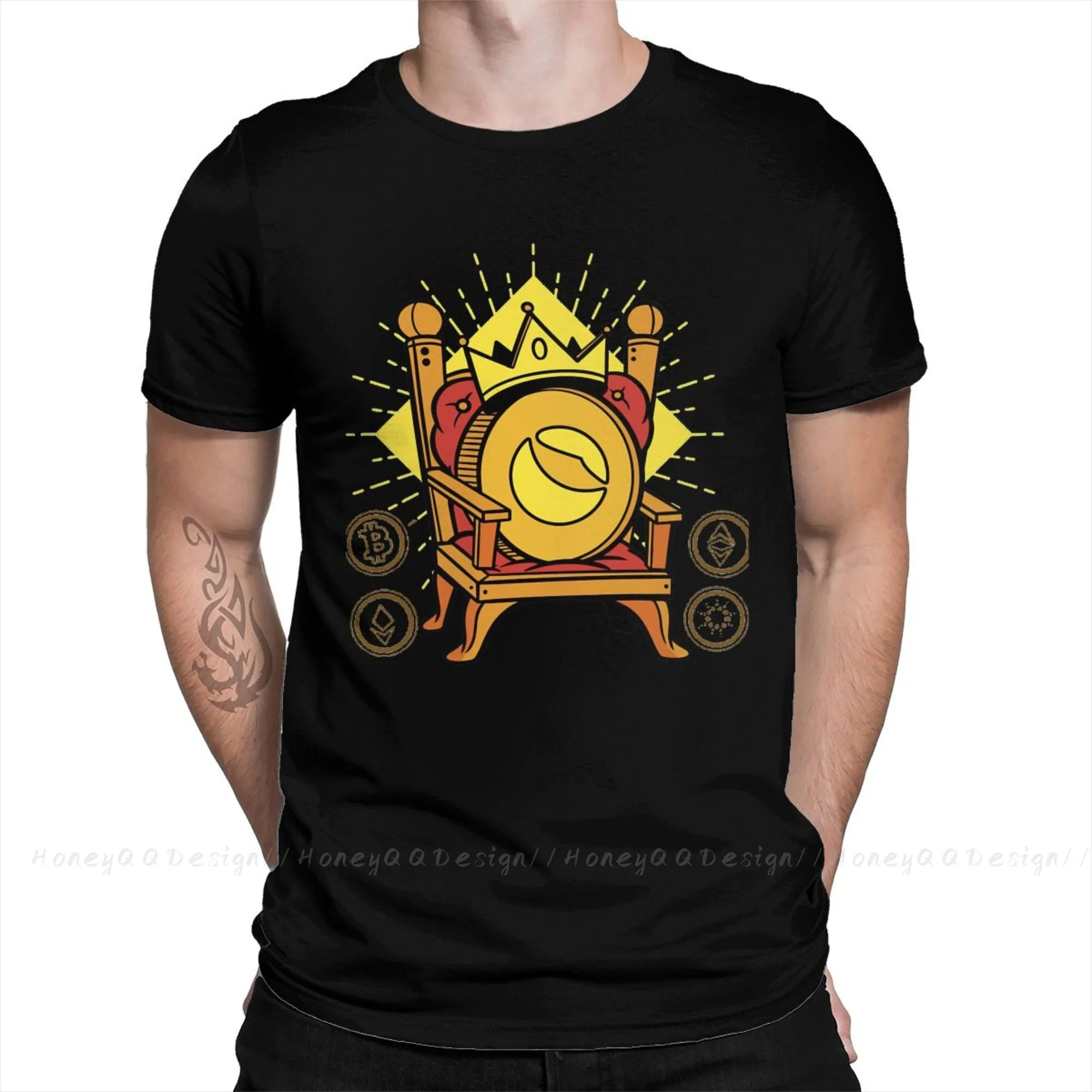 King Crypto Print Cotton Shirt Hombre Lunatic TERRA LUNA crypto Men Fashion Streetwear Adult Tee Unisex O Neck Women T-Shirt