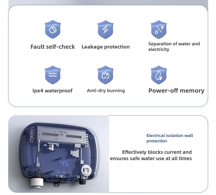 Instant Water Heater Shower Kitchen Treasure Shower Household Kitchen Bathroom Quick Heating Electric Water Heater Shower Set