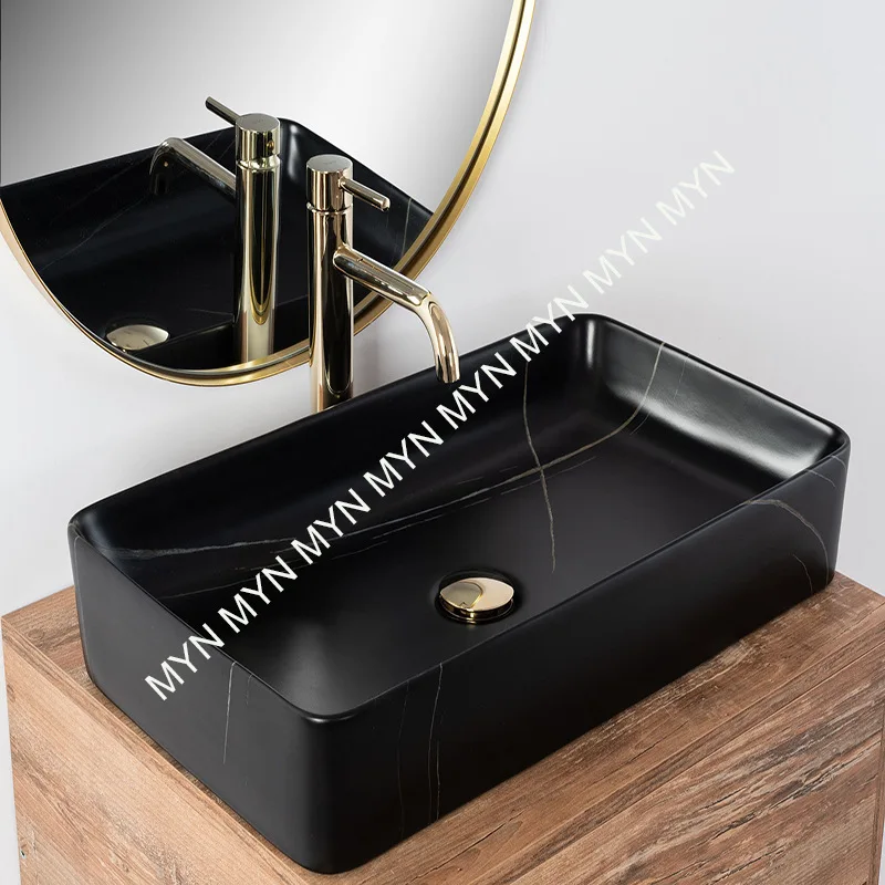 Nordic simple ceramic integrated table basin square bathroom table comfortable washing area