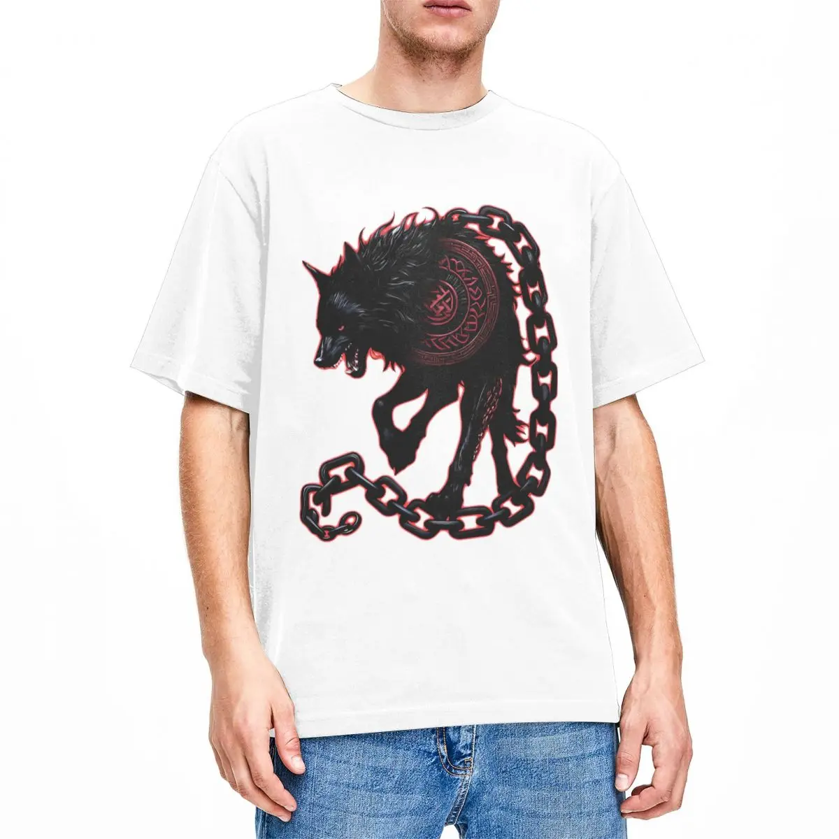 Fenrir Wolf T-Shirt Summer Final Fantasy Vintage T-Shirts Cotton Hippie Tee Shirt For Adult Short Sleeve Design Clothes