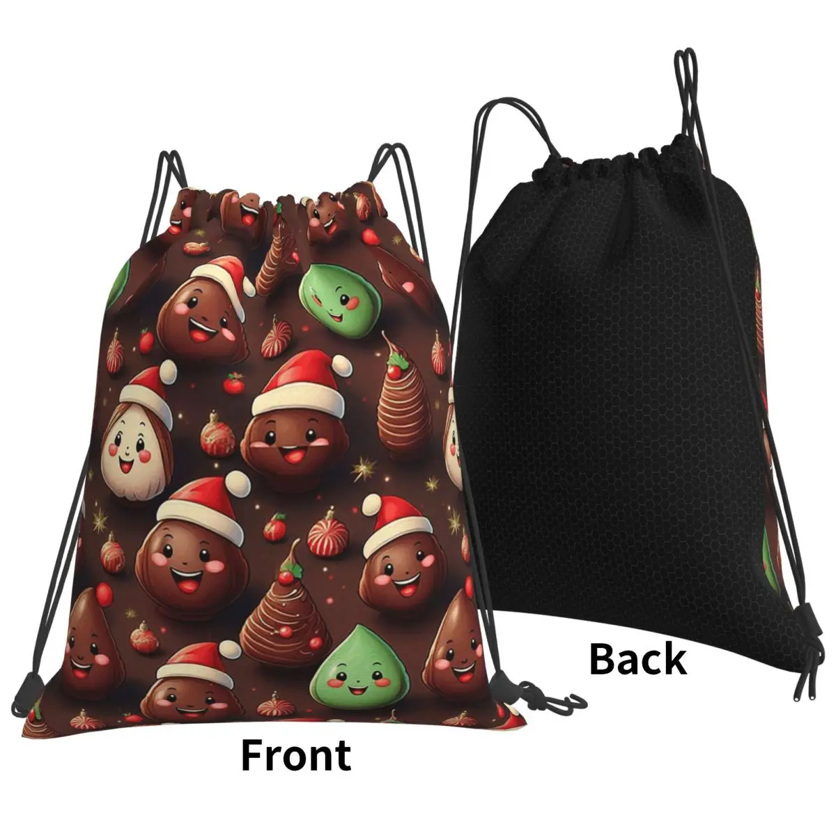Truffle Moments A Luxurious Pattern With Chocolates Wrapped In Gold Foil Backpacks Drawstring Bundle Pocket Sports Bag Book Bags
