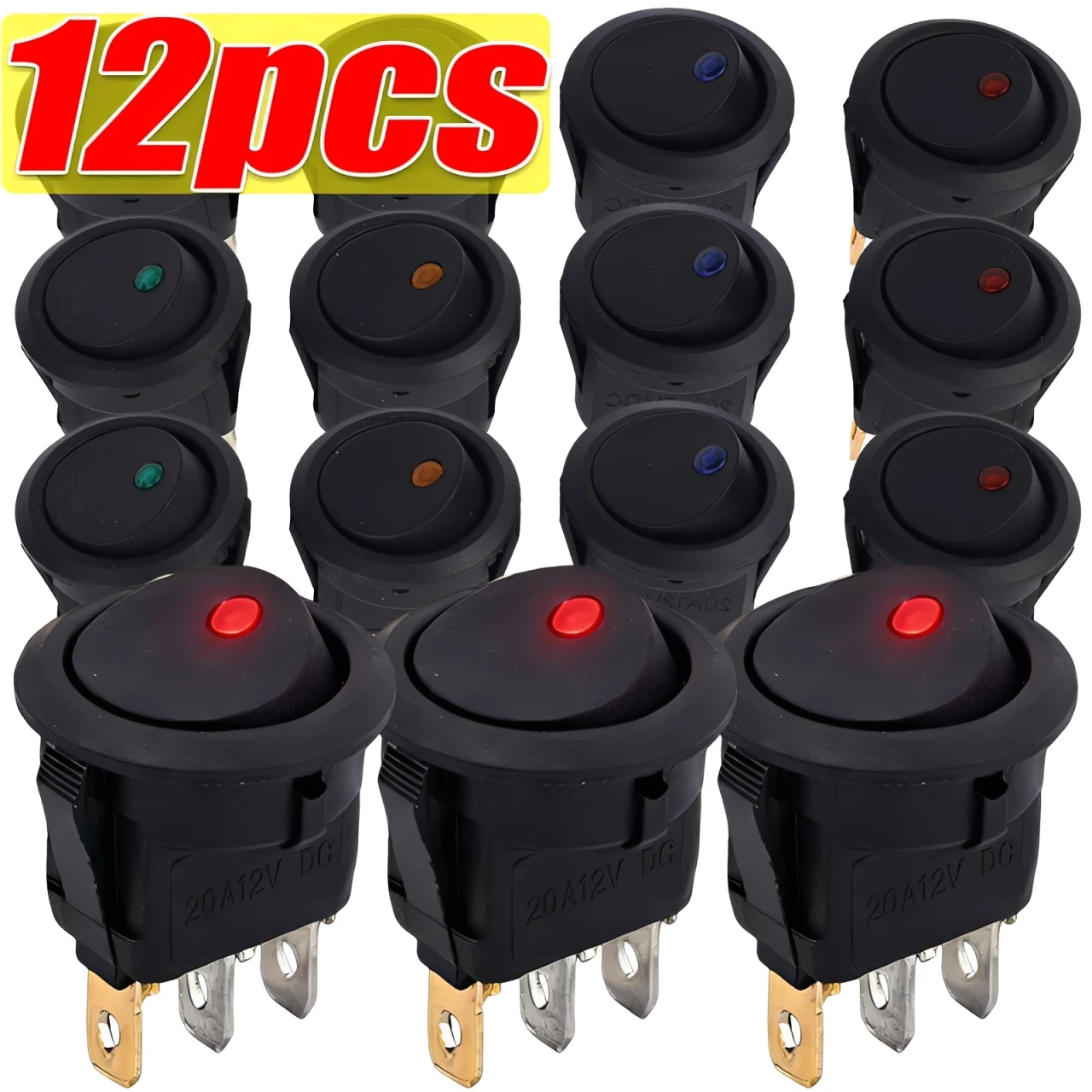 

Переключатель для лодки с индикатором, автомобильный/грузовой тумблер, управление вкл/выкл, SPST, 3-контактный, 2-позиционный, морской, для авто, 1/3/12 шт., 12В, светодиодный