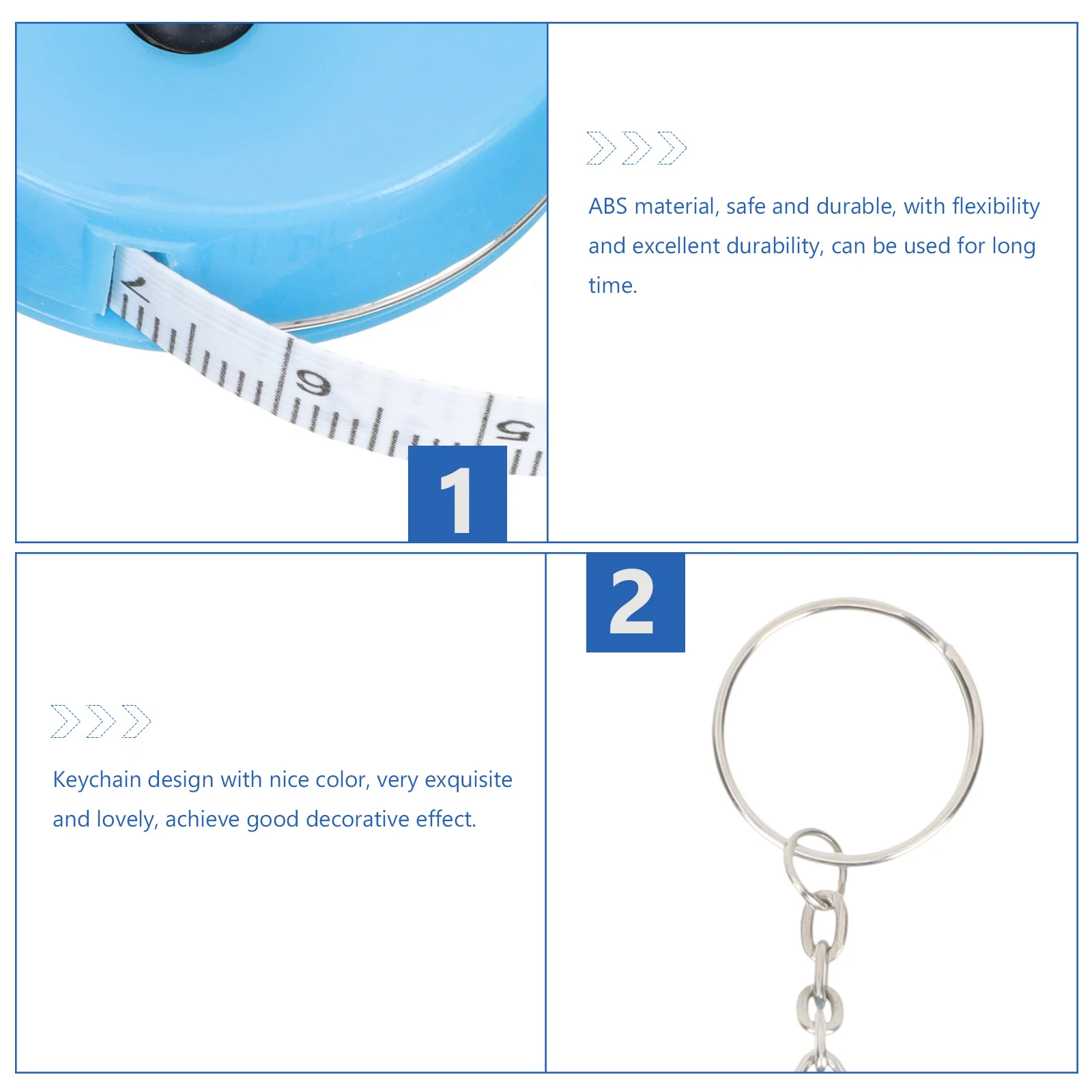 

12Pcs Candy Color ABS Keychain Tape Measures Lightweight Waist Body Measuring Tapes for Clothes Size Measurement Tool