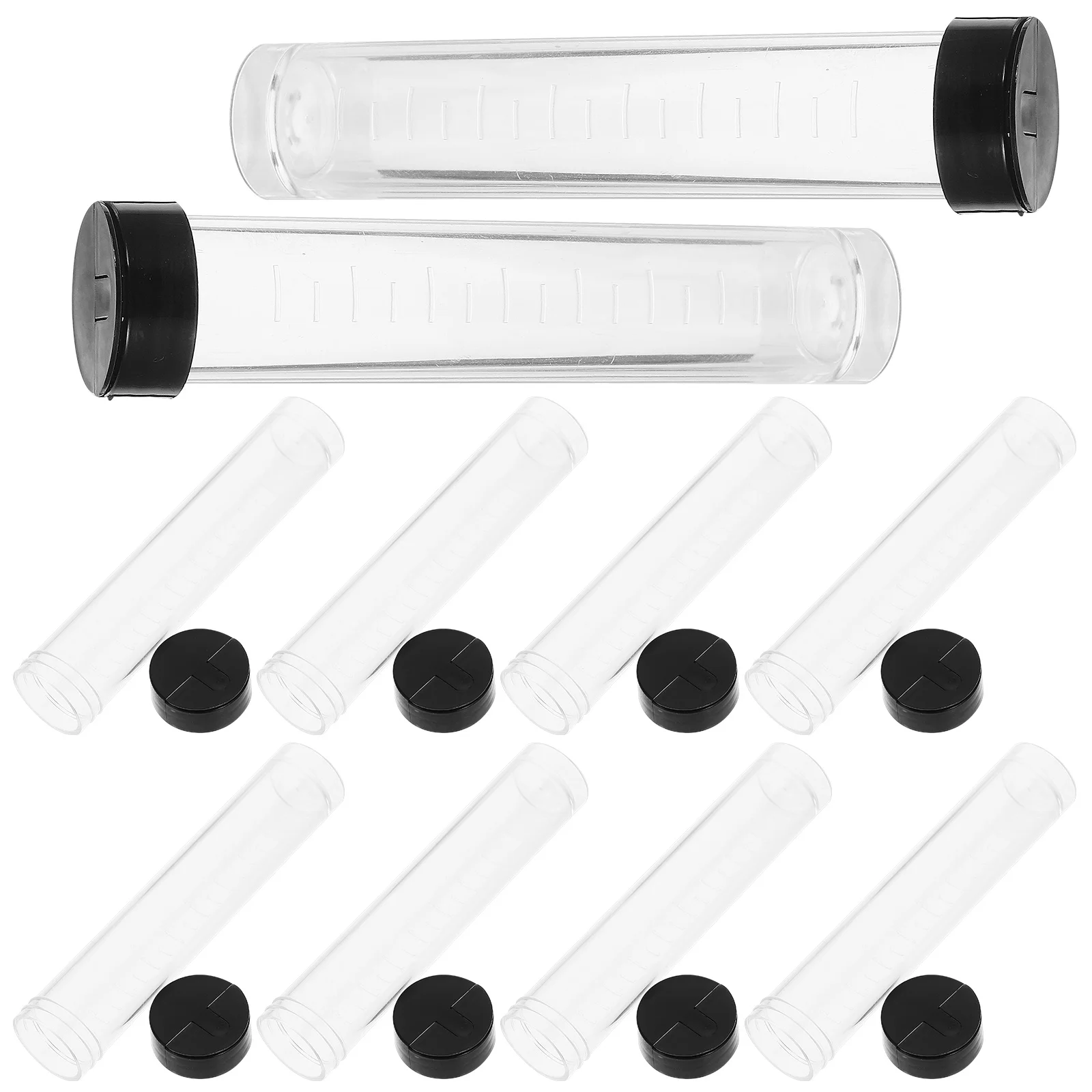 10 Pcs Test Tube Storage Bottle Tubes Clear with Lid Lids Transparent Black Cover Small Plastic Portable