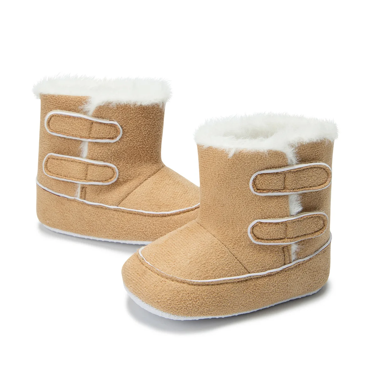 

Зимние сапоги, хлопковая зимняя обувь для малышей, теплая противоскользящая дышащая обувь цвета хаки на липучке с мягкой подошвой, размер 11–13 см