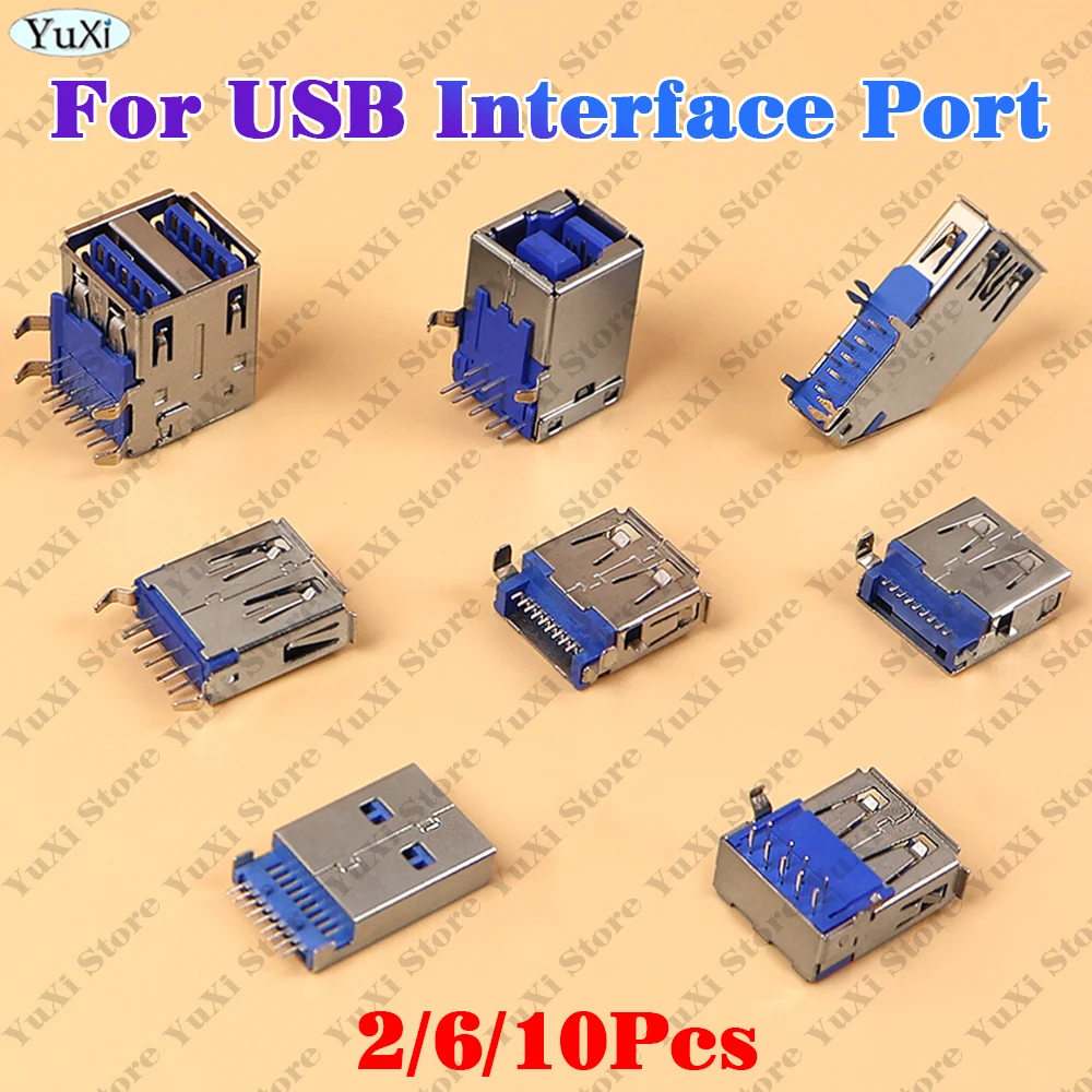 

USB-3.0-AF AM Type Port Male Female Solder Jacks Connector PCB Socket For USB3.0 Interface Port 90/180 degrees SMT 2/6/10pcs