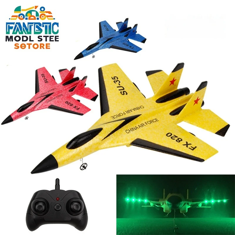 Su35 Remote Controll Aircraft Flying Bear Fx620 Glider Fighter Jet With Lights Model Airplane Fixed Wing Outdoor Children'S Toy