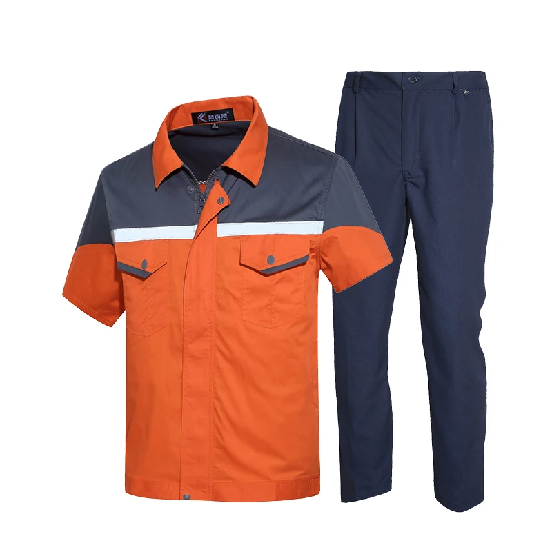 

Reflective Working Clothing Workwear Men Worker Workmen Uniforms Car Repairmen Workshop Work Suit Mechanical Shirt and Pants Set