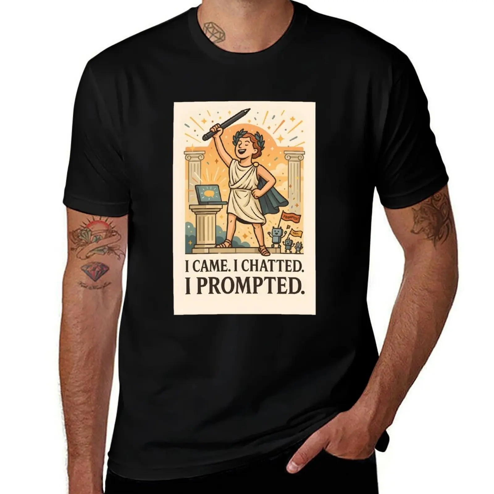 

I Came. I Chatted. I Prompted. Epic AI Gladiator Meme T-Shirt oversized graphic tee T-shirts man vintage outfits for men