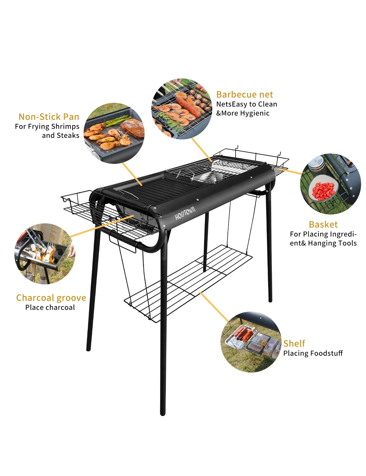 Stainless Steel Charcoal Grill BBQ Smoker for Outdoor Camping & Adventures