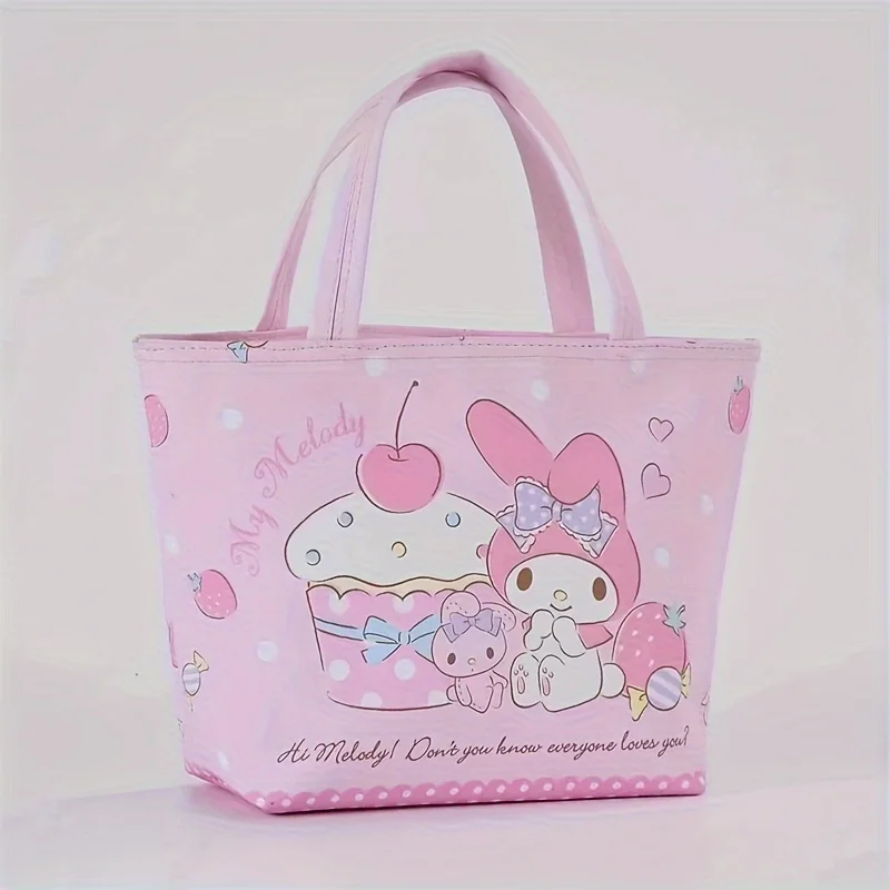 1pc Girl\'s Cartoon PU Leather Lunch Box, Cute And Portable Lunch Box, Water Bottle, Lunch Handbag