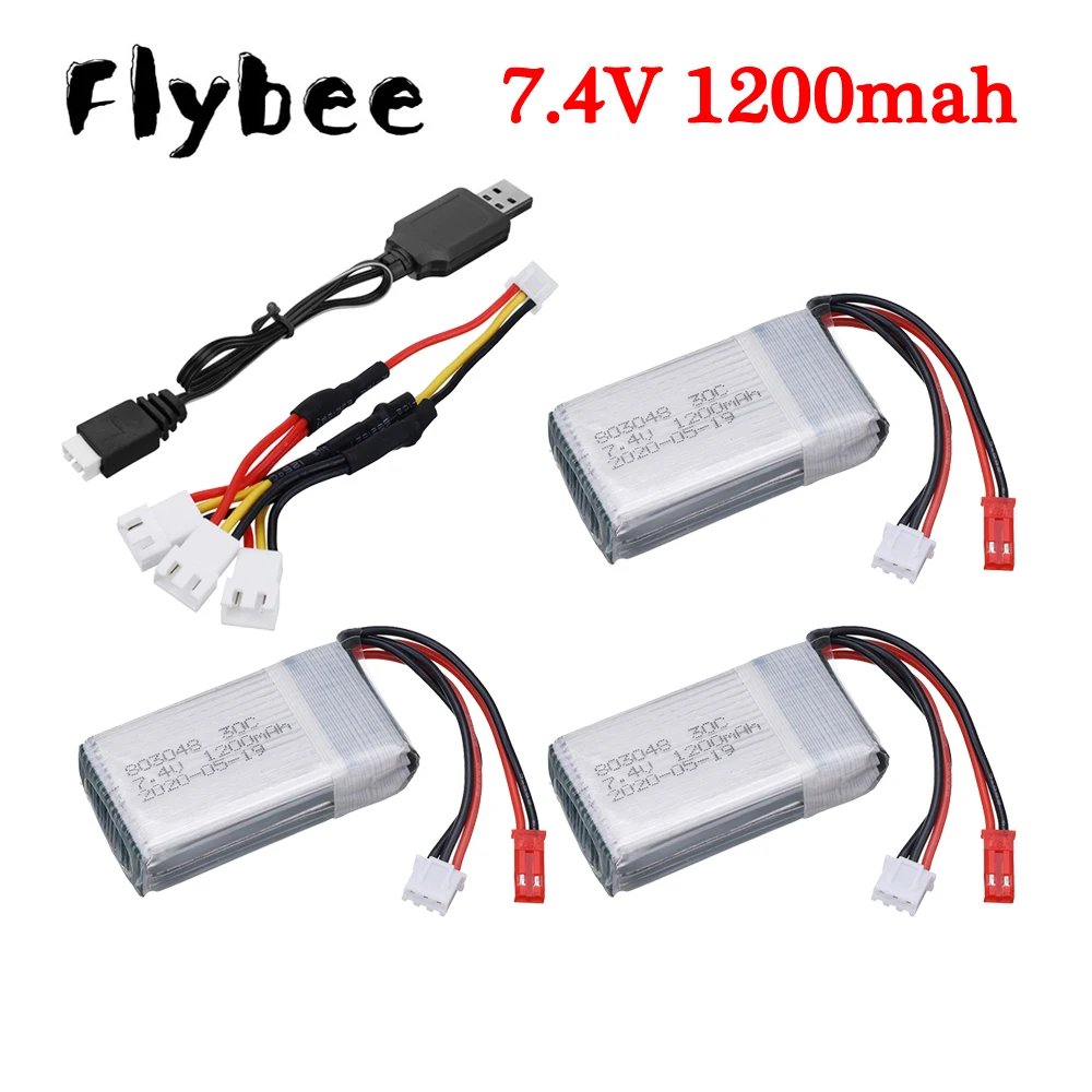 7.4 1200mah 803048 Lipo Battery +Charger For MJXRC X600 U829A U829X X600 F46 X601H JXD391 FT007 RC Drone 7.4V RC toys battery