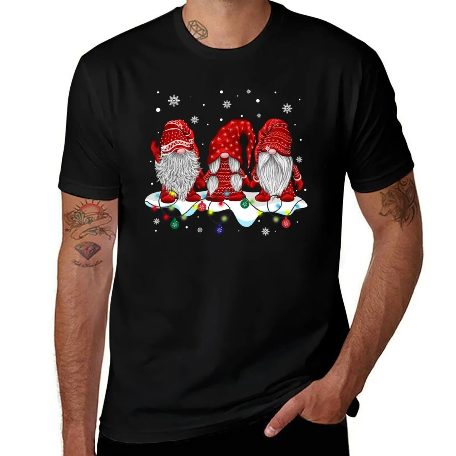 Hanging With Red Gnomies Santa Christmas Gnome Themed Shirts Matching Family Friends Pajamas Xmas T Shirt T-Shirt
