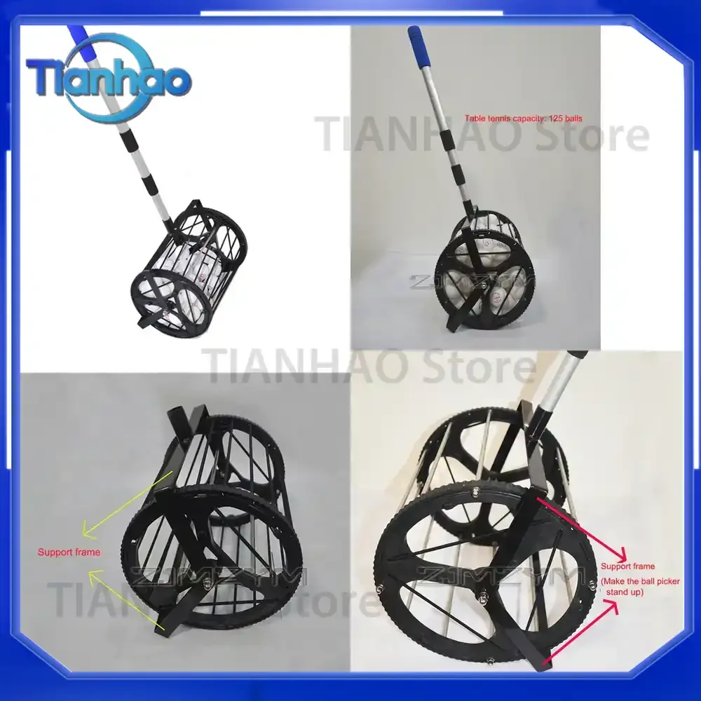 Table Tennis Balls Retriever Collector for 125 Balls Ping Pong Ball Picker Hopper Roller Table Tennis Accessory