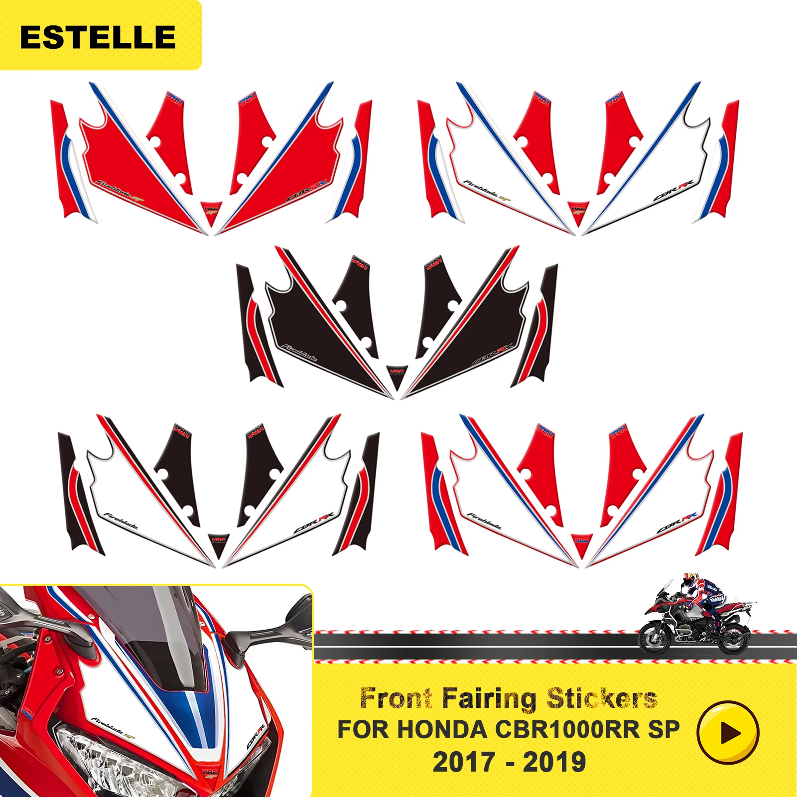 Motorycle Reflective 3D Gel Front Sticker Protector CBR1000RR Board Engine Vehicle Decals For CBR 1000RR SP Fireblade 2017-2019
