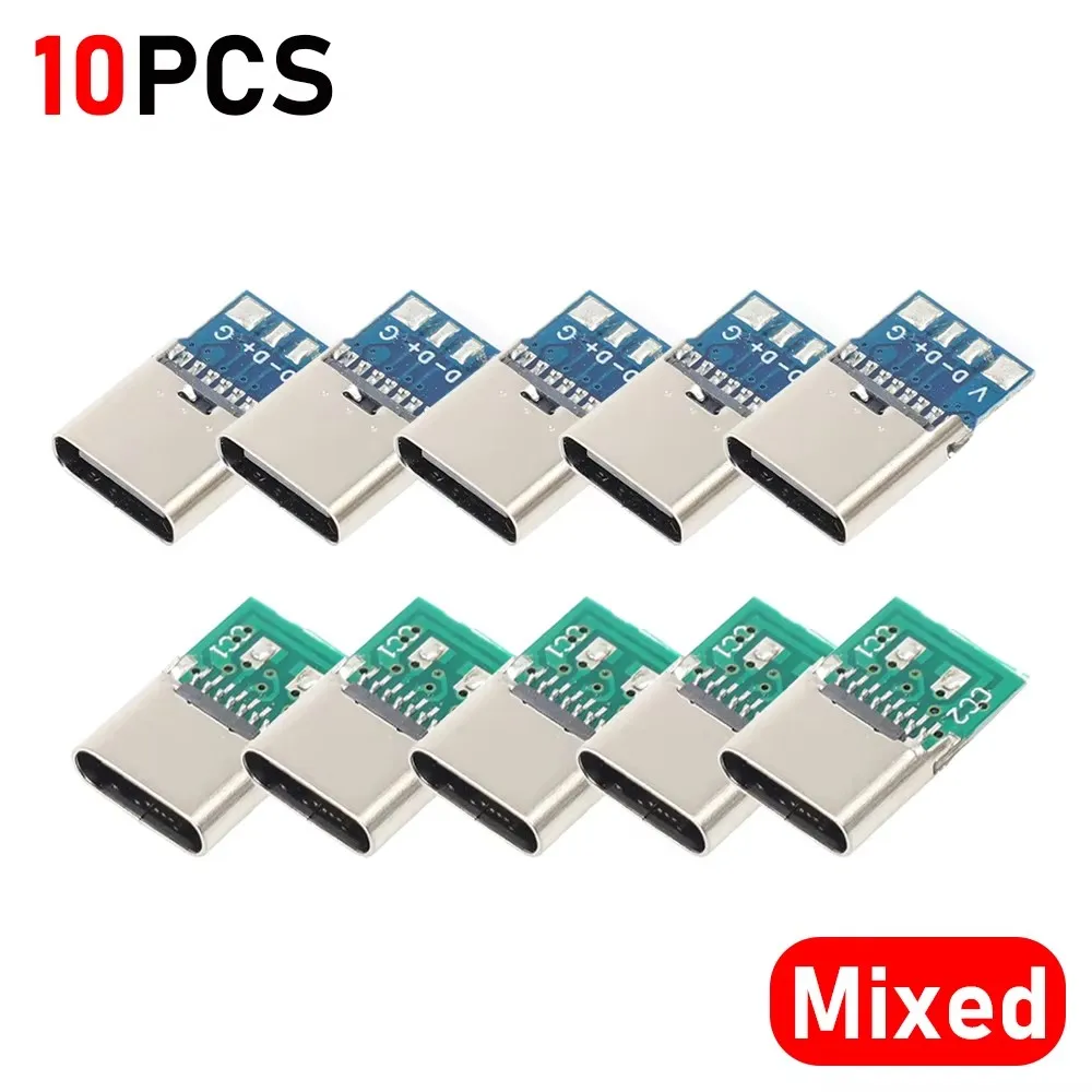 20-1 Stück 5/6-Pin Typ-C Buchsenanschlüsse USB Elektrische Klemmen Schweißen DIY Datenkabel Unterstützung für Leiterplattenbuchsen Gerätereparatur