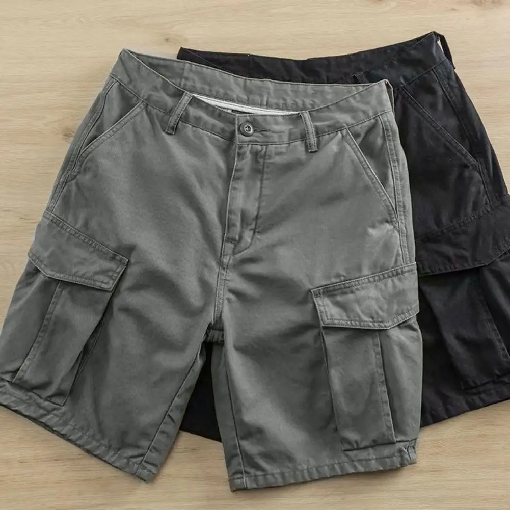 Herren Shorts Herren knielange Shorts mit mehreren Taschen mit geradem, breitem Bein und Knopf-Reiß verschluss für Streetwear-Stil