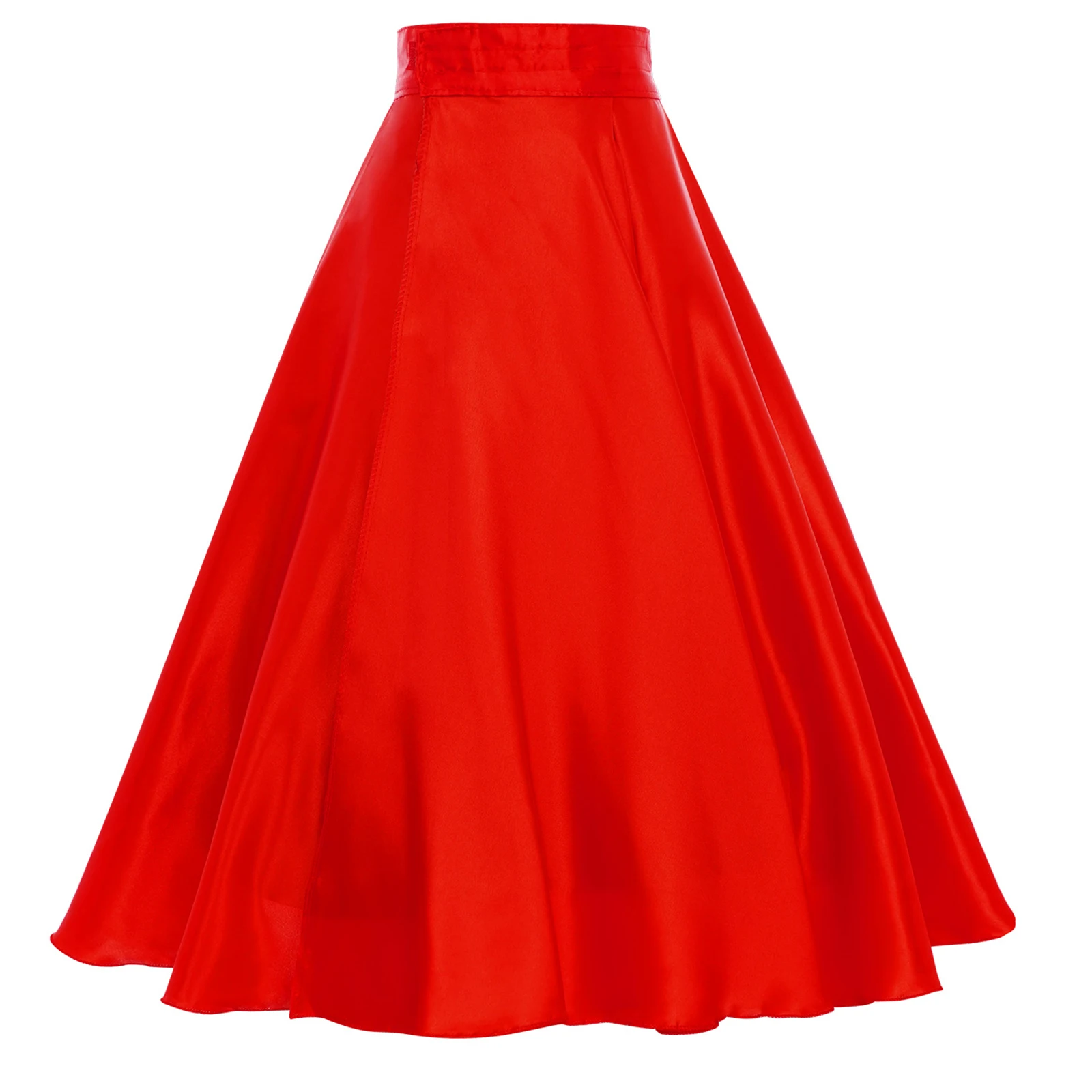 Kids Girls Spanish Flamenco Dance Skirt Satin Hook and Loop Fastener Waistband Side Split Wide Hemline Skirts Ballroom Costume
