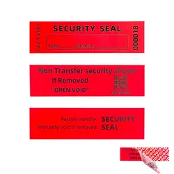 100pcs red high safety Guarantee protection sticker (90X25MM) Security seal tamper-proof guarantee invalid serial number sticker