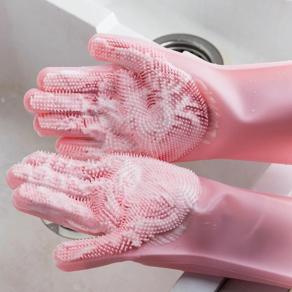 1 زوج سيليكون الحيوانات الأليفة الاستحمام قفاز تمديد الأكمام فرك تصميم الحيوانات الأليفة الاستمالة تنظيف قفاز مقاوم للماء لينة قفاز تنظيف الحيوانات الأليفة #5