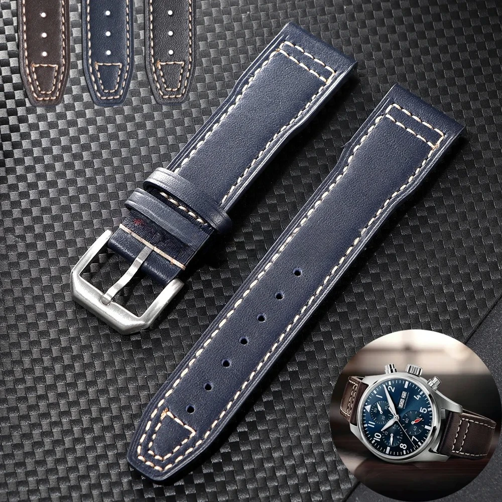 20/21 مللي متر جلد البقر حزام ساعة اليد ل IWC الطيار البرتغالية بورتوفينو معصمه جلد البقر سوار الأعمال النساء الساعات اكسسوارات 2026