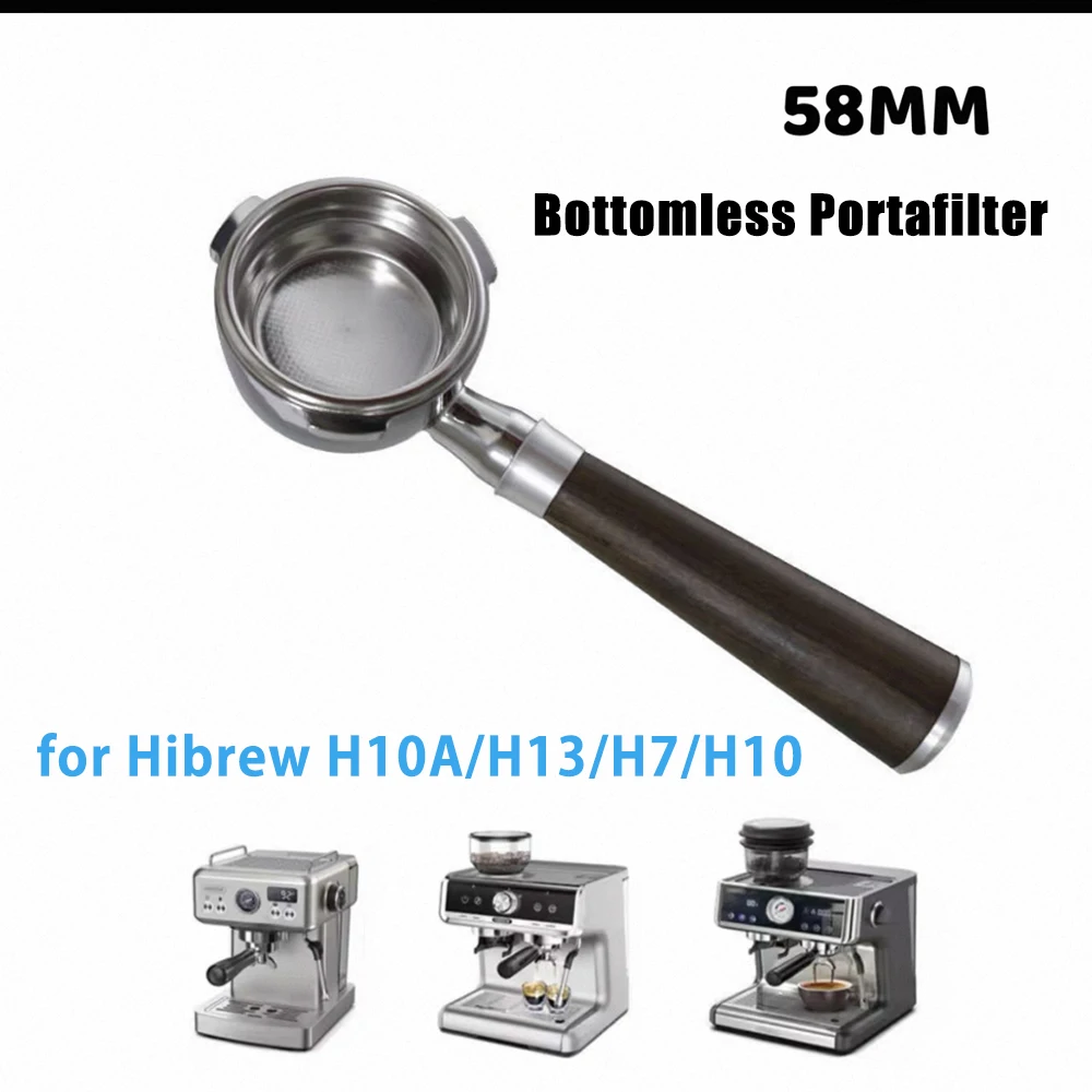58mm 3-ear Bottomless Portafilter for Hibrew H10A/H13/H7/H10 Espresso Machines Stainless Steel Modified Coffee Handle Filter Cup