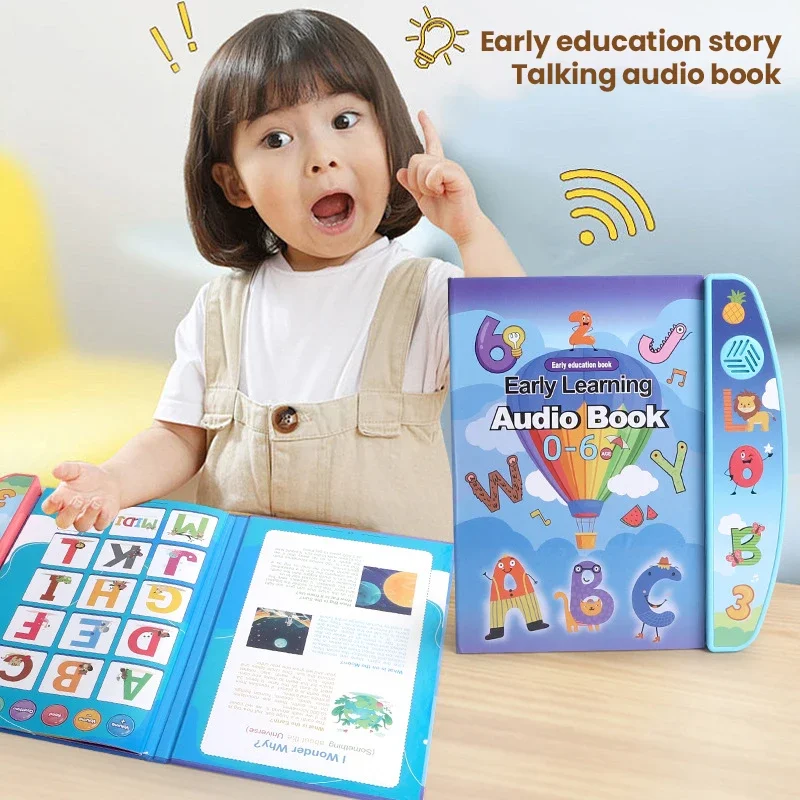 Libro electrónico para niños, acción educativa temprana en inglés, lectura de dedos con sonido, libro de Audio portátil para 2-6 niños