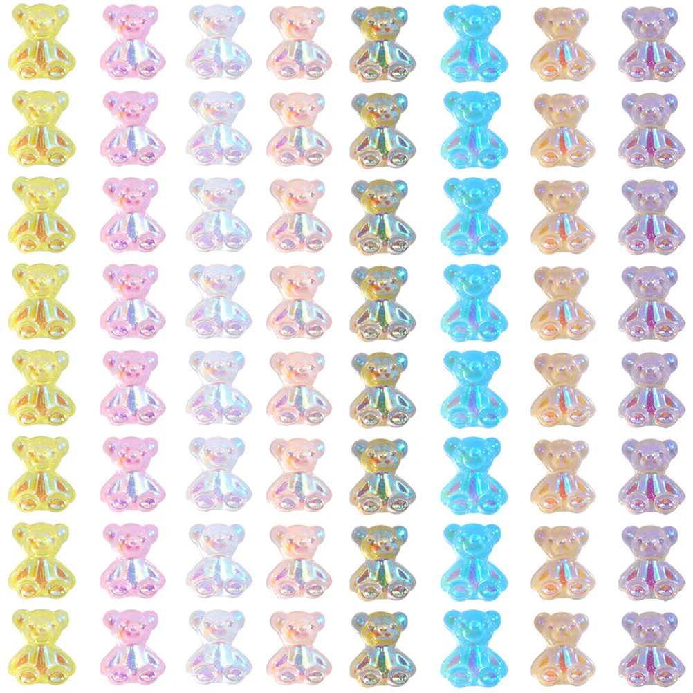 

64 Pcs Nail Small Jewelries Cartoon Bear Decorations Resin Design Accessories Manicure Supply DIY Art Decor