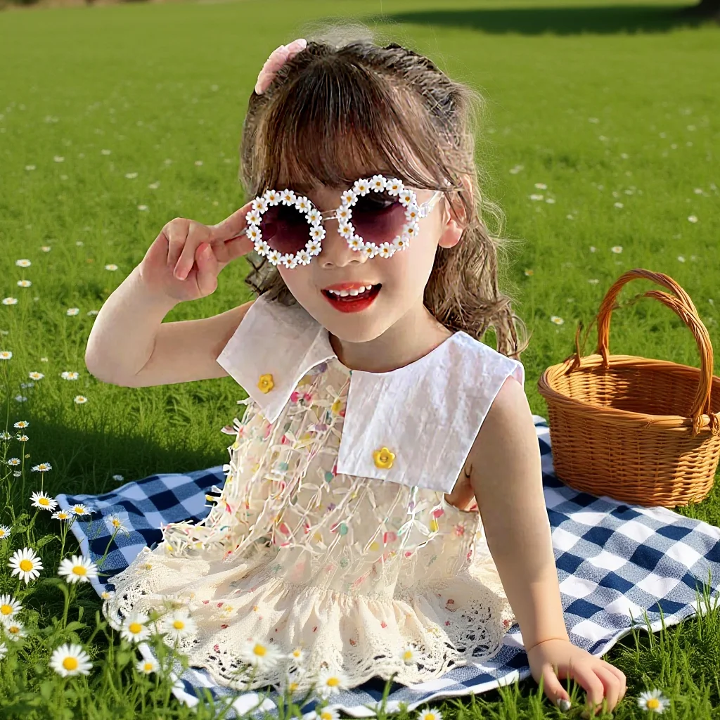 Rose Red Kids Sunglasses Comfortable Kids Flower Sunglasses Uv Sunglasses Playful For Stage Performance Photo Styling Outdoor