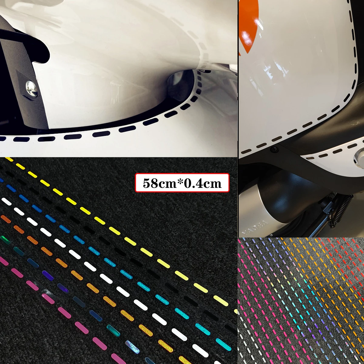 

58cm Motorcycle Scooter Front Decals Case for Piaggio Vespa Sprint Primavera LXV GTS 150 250 300 Super Sport Reflective Stickers