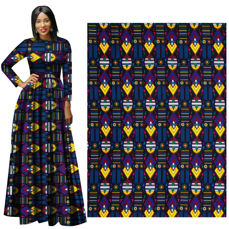 6Yards Africa Farbic 2024 Ankara Polyester Sewing Fabric Dubai Middle East Light Color Material for Women Party Dress