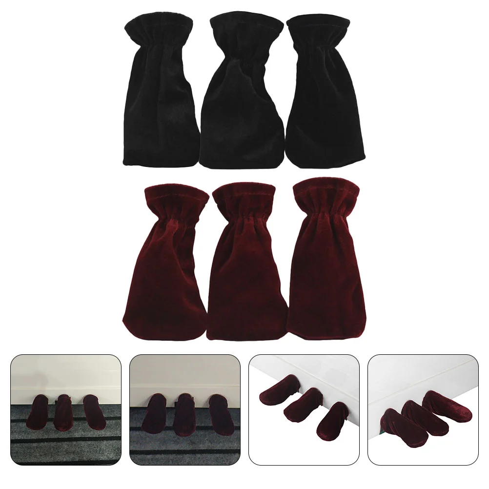 6 Pcs Musical Instrument Piano Pedal Footstool Golden Velvet Stand Protective Sleeves