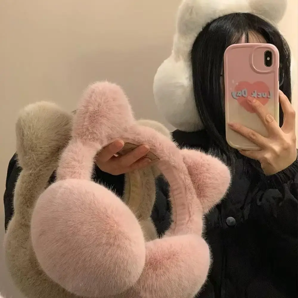 Cute Cat Earmuffs Winter Warm Foldable Ear Warmers Windproof Retractable Ear Covers Outdoor
