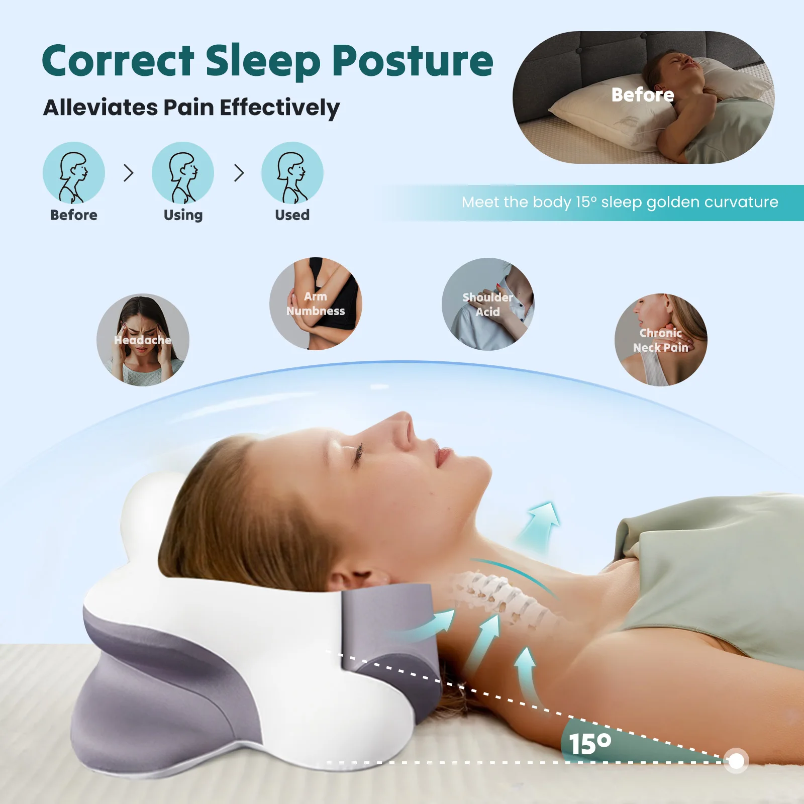 Memory Foam Cervical Pillow for Side Sleepers