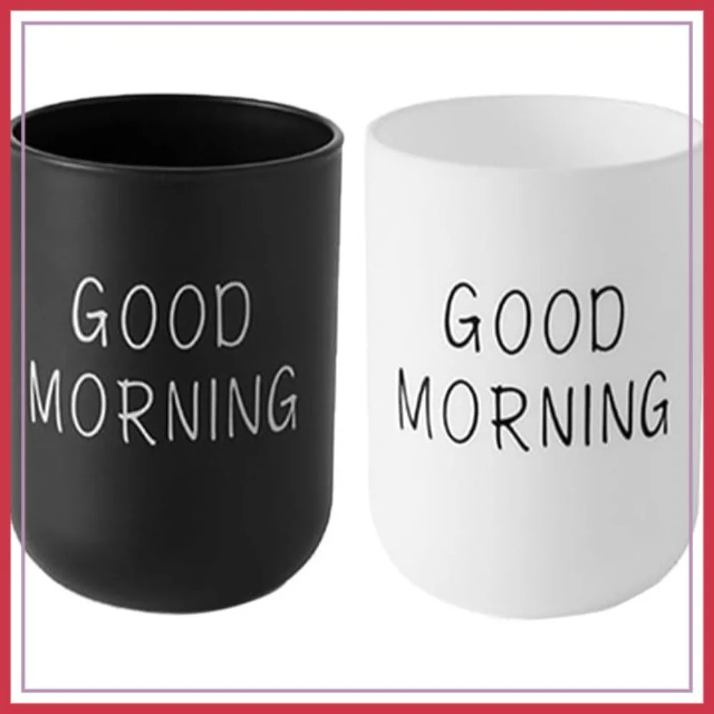 

2Pcs Toothbrush Cup & Holder Set, 300ml Reusable Drinking Cup for Bathroom Storage, Black + White