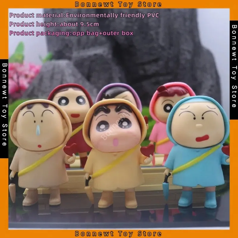 

New 9.5CM Anime Crayon Shin-chan Kasukabe Defense Force 2 raincoats & love Shin-chan Shonan Dumb figure model ornaments